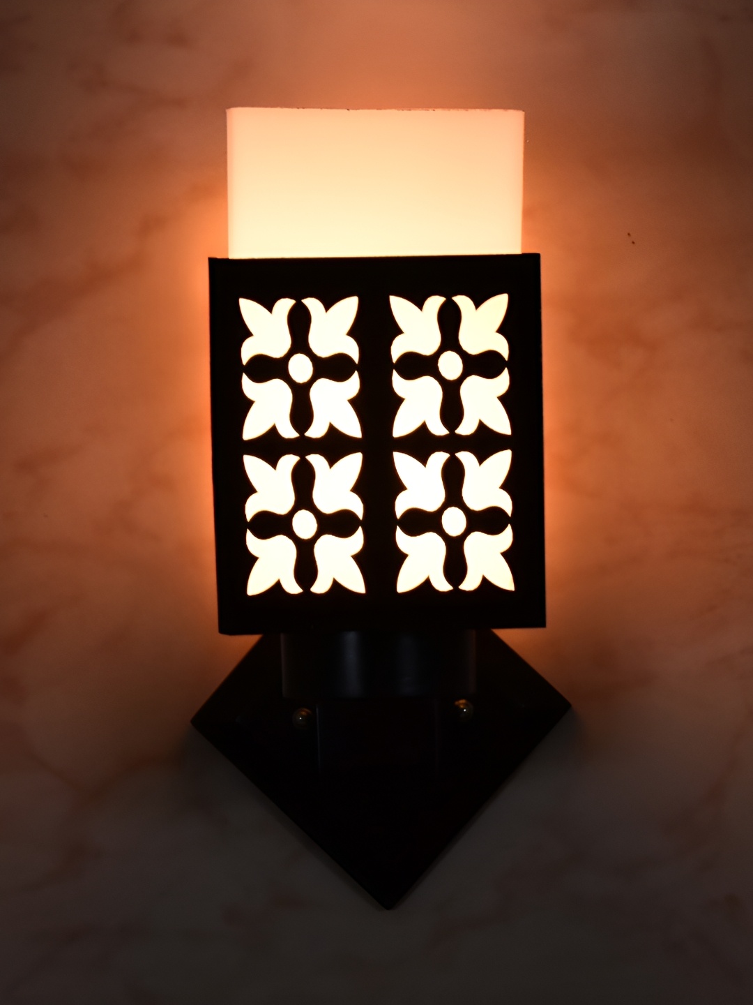 1ST TIME White & Black Wooden Contemporary Square Shaped Wall Lamp