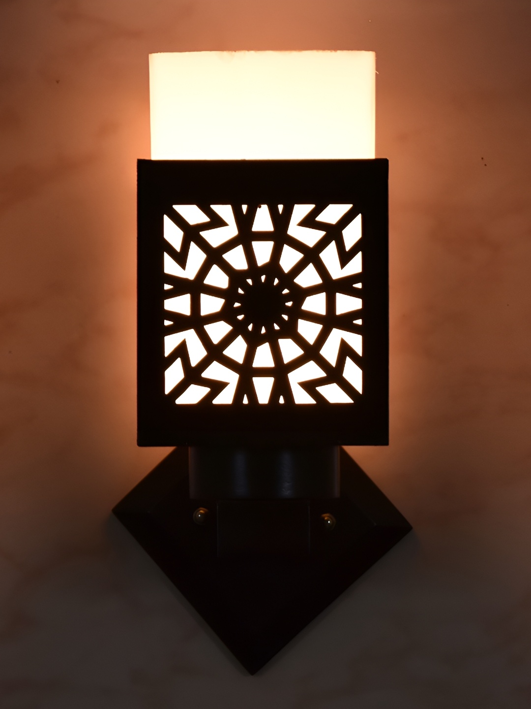 

1ST TIME White & Black Wooden Textured Contemporary Square Shaped Wall Lamp