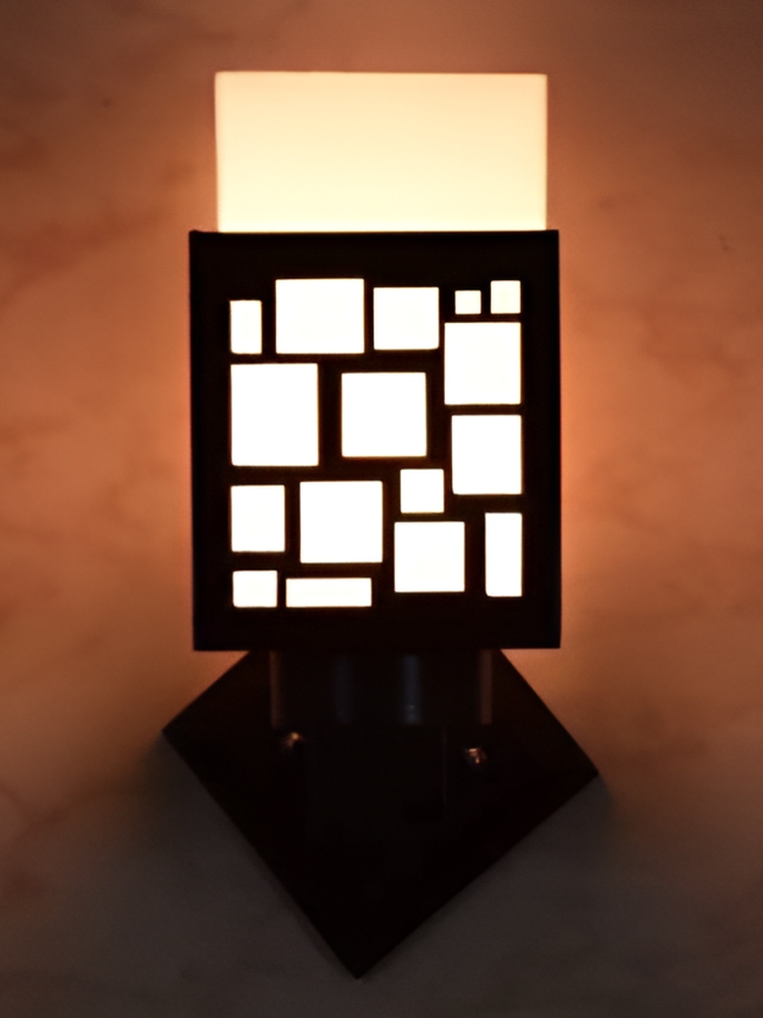 

1ST TIME White & Black Textured Wooden Square Shaped Wall Lamp