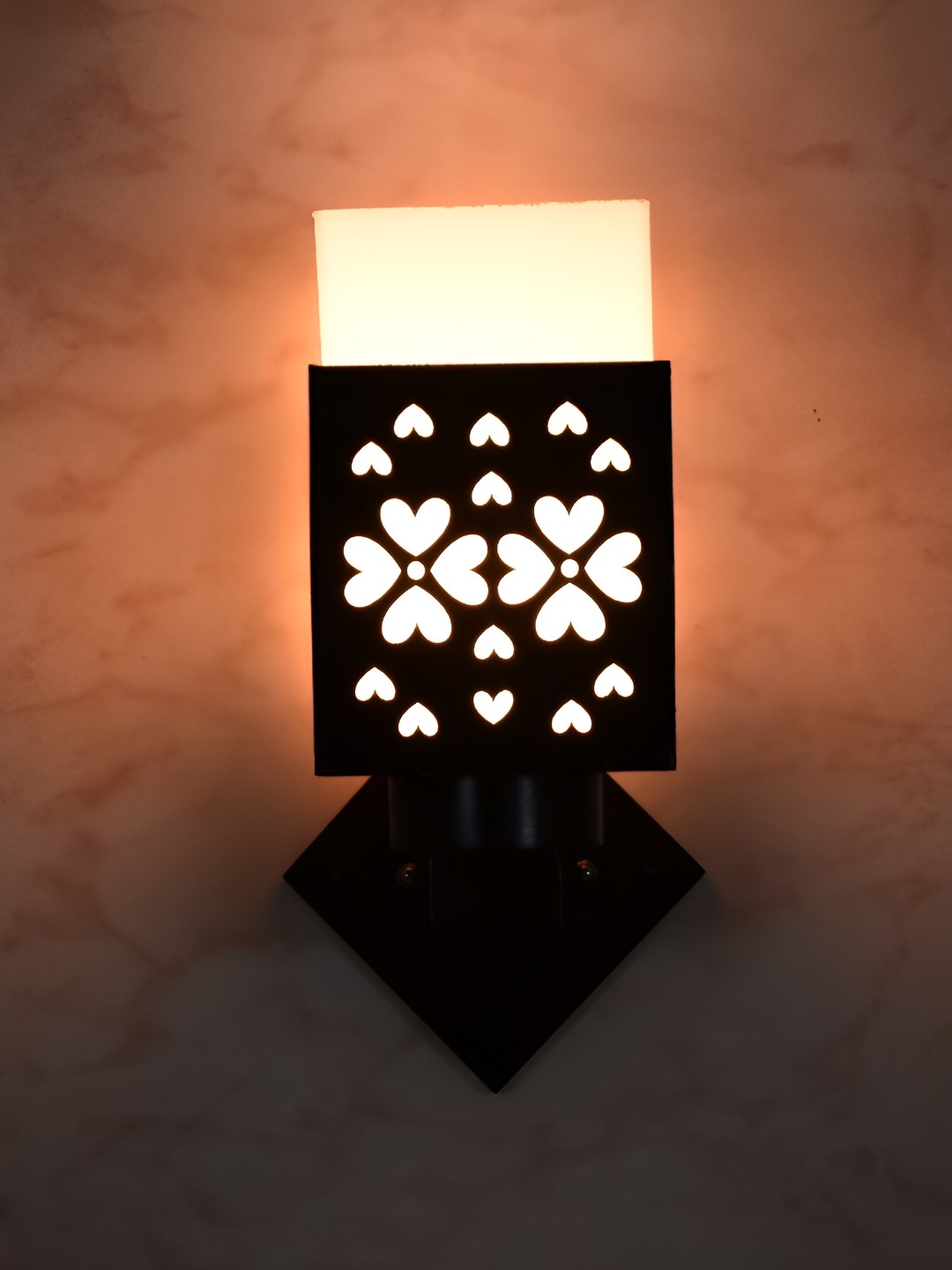 

1ST TIME Black & White Textured Wooden Square Shaped Contemporary Wall Lamp