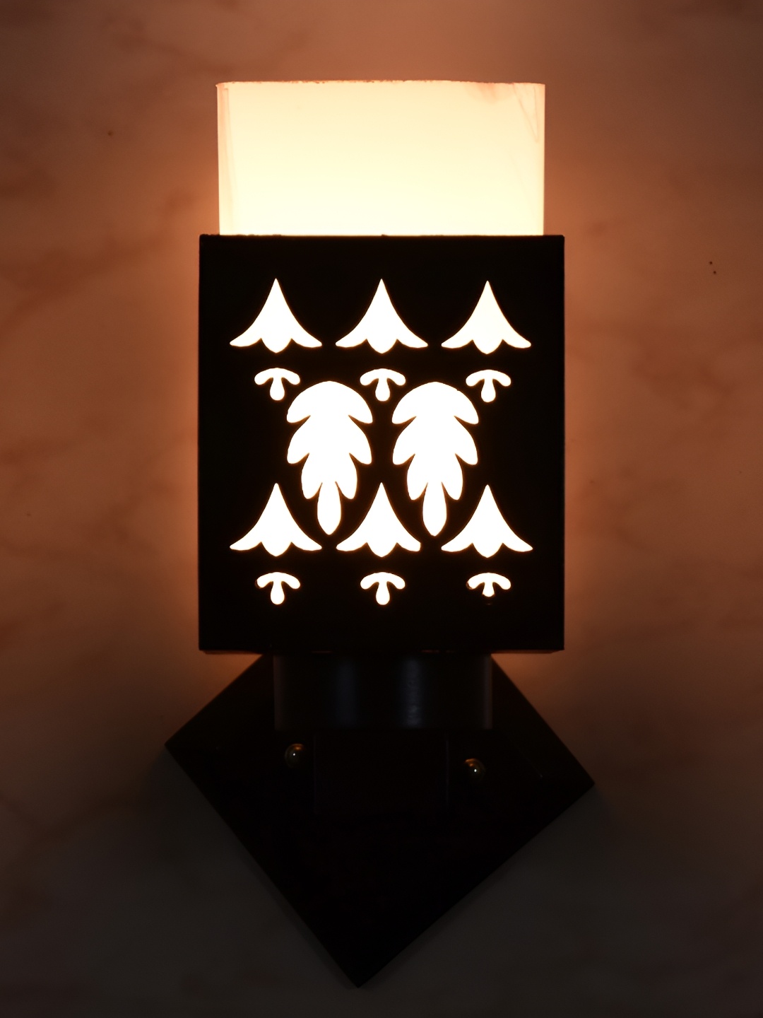 

1ST TIME White & Black 2 Pieces Textured Wooden Traditional Square Shaped Wall Lamp