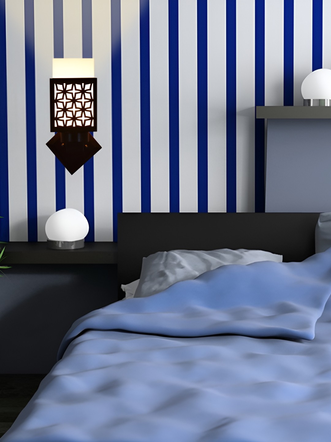 

1ST TIME White & Black Textured Wood Traditional Square Shaped Wall Lamp