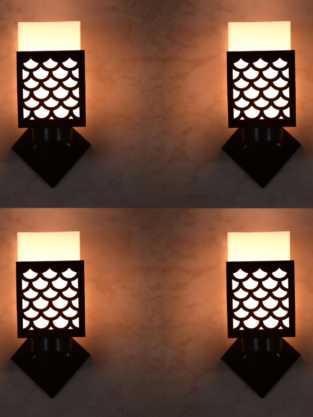 

1ST TIME White & Brown 4 Pieces Wooden Contemporary Square Shaped Wall Lamp