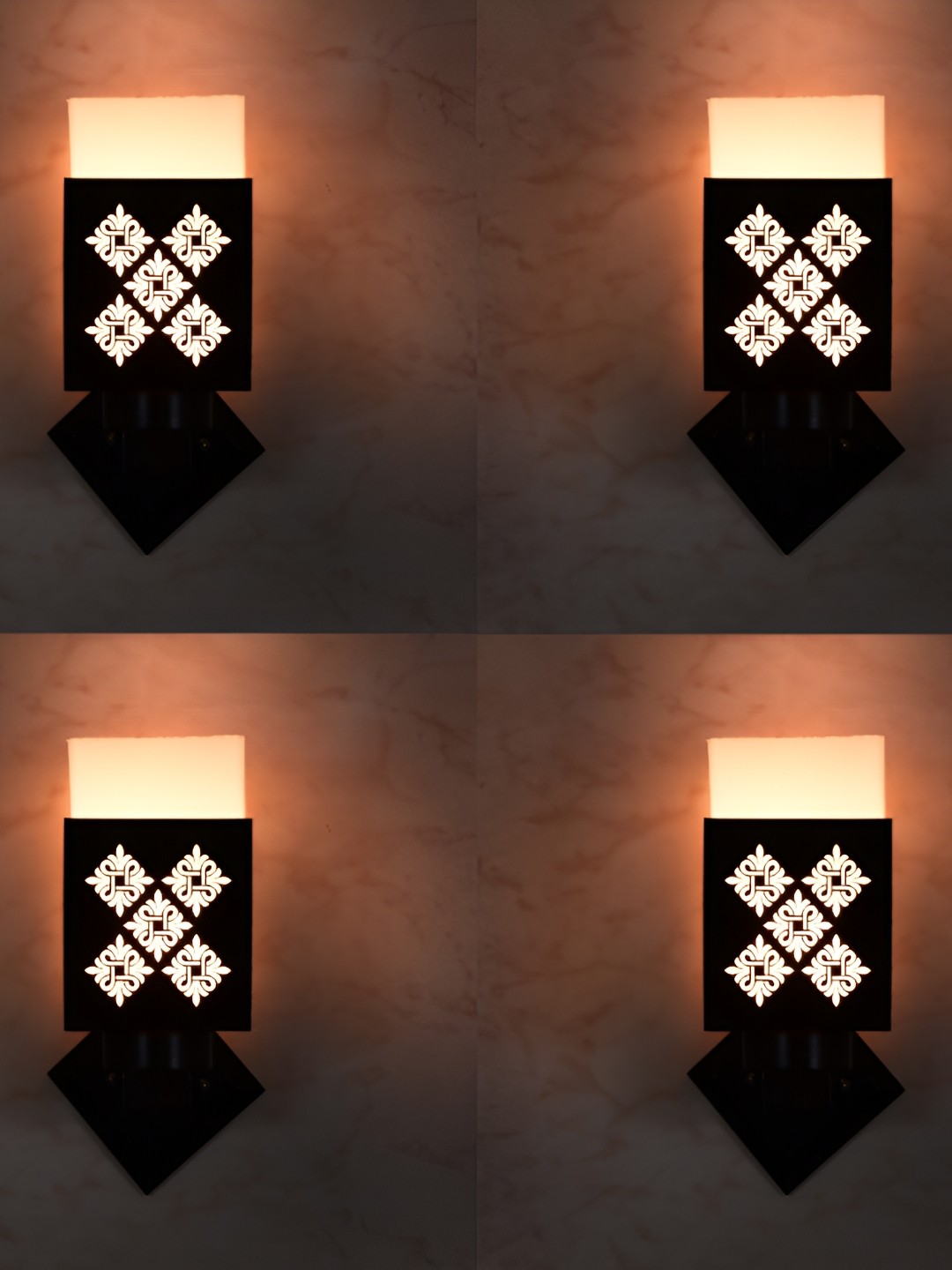 

1ST TIME White & Black 4 Pcs Wooden Contemporary Square Shaped Wall Lamp