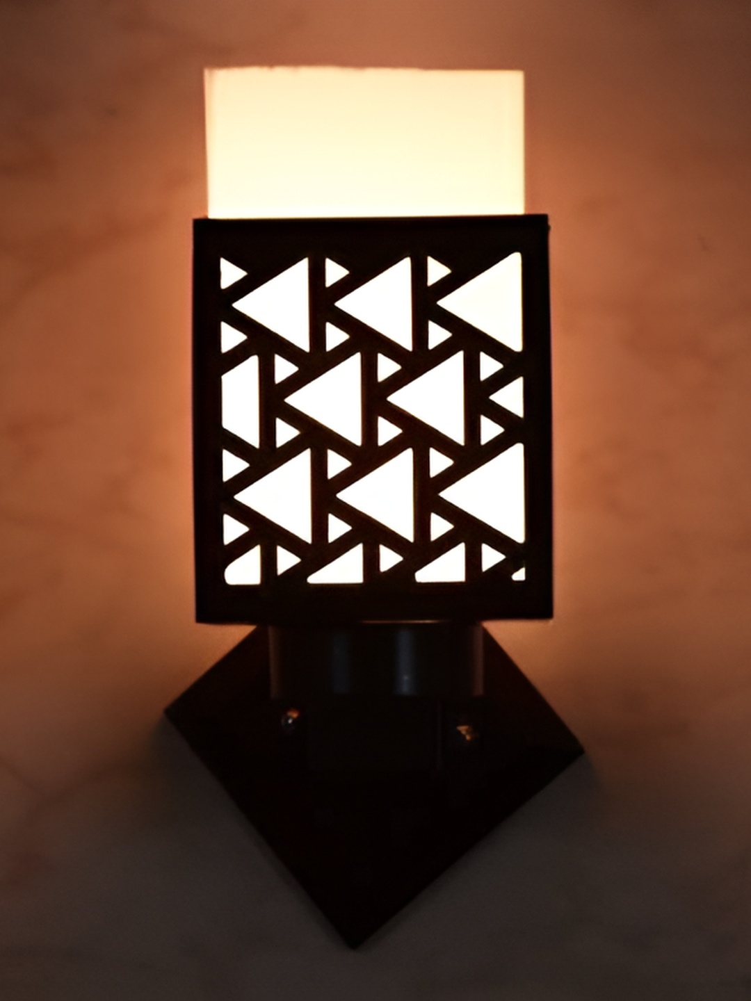 

1ST TIME White & Black Textured Wooden Traditional Square Shaped Wall Lamp