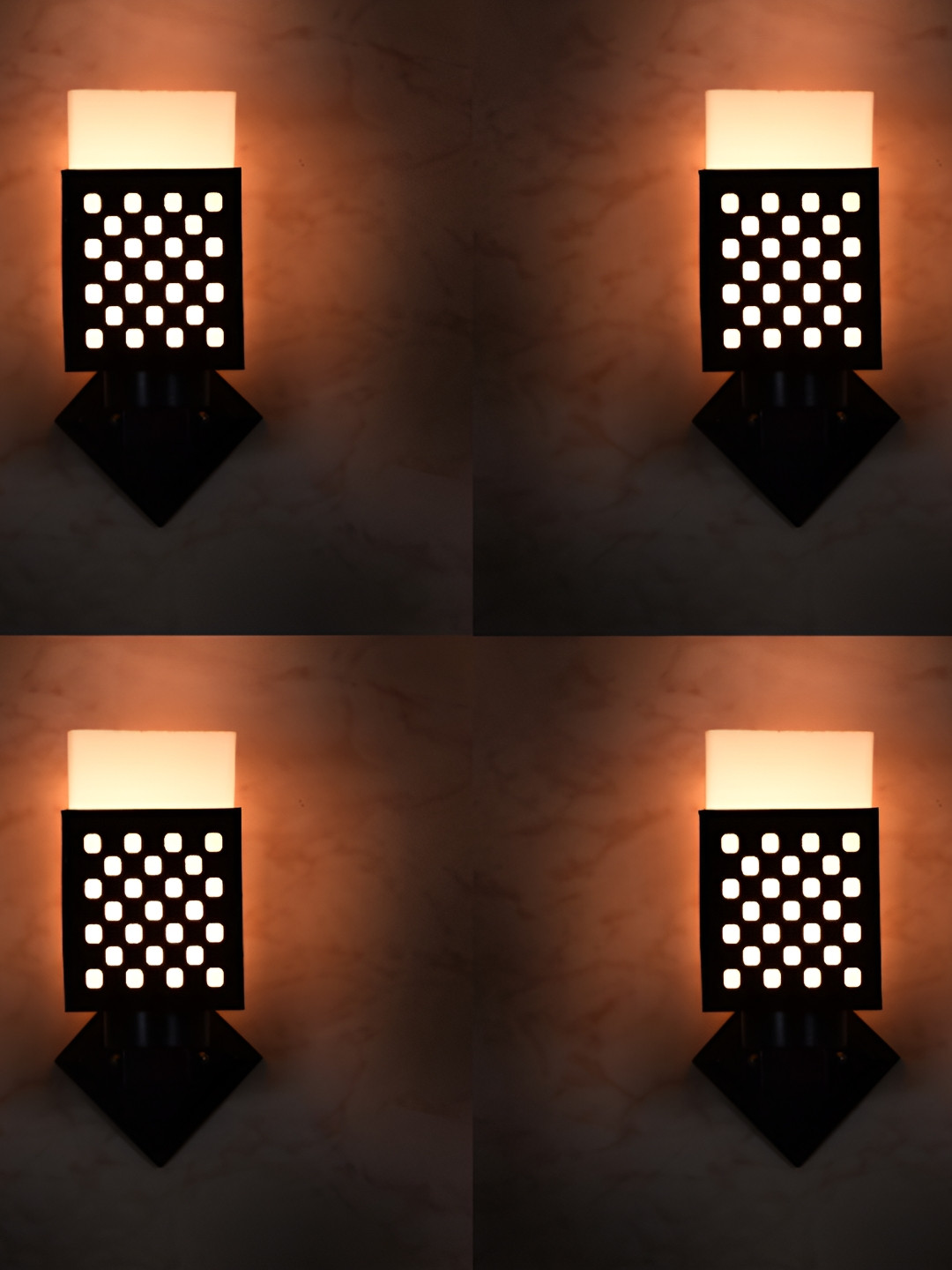 

1ST TIME White 4 Pieces Square Textured Wooden Self Assembly Contemporary Wall Lamp