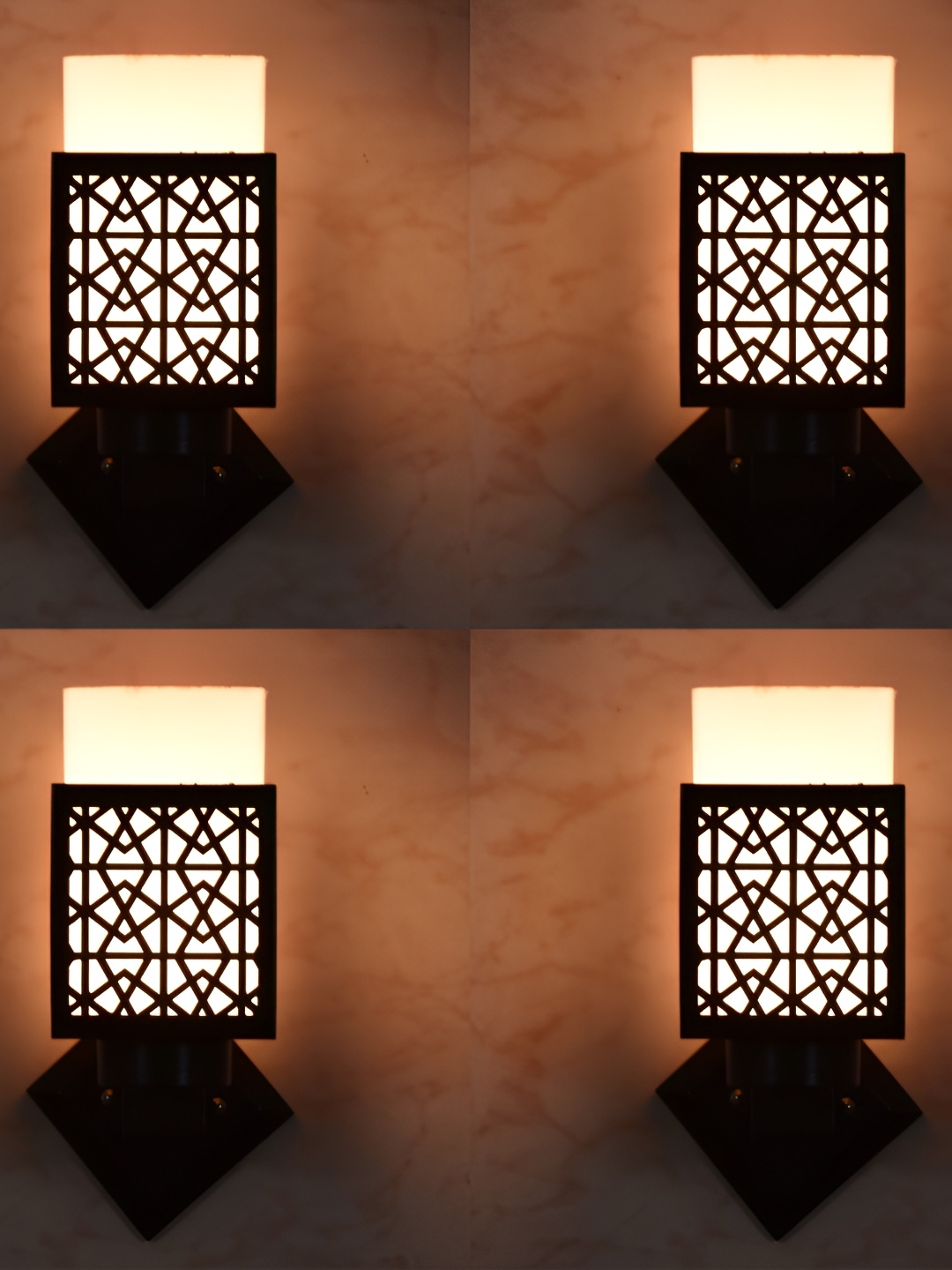 

1ST TIME White & Black 4 Pieces Wooden Square Shaped Contemporary Wall Lamp