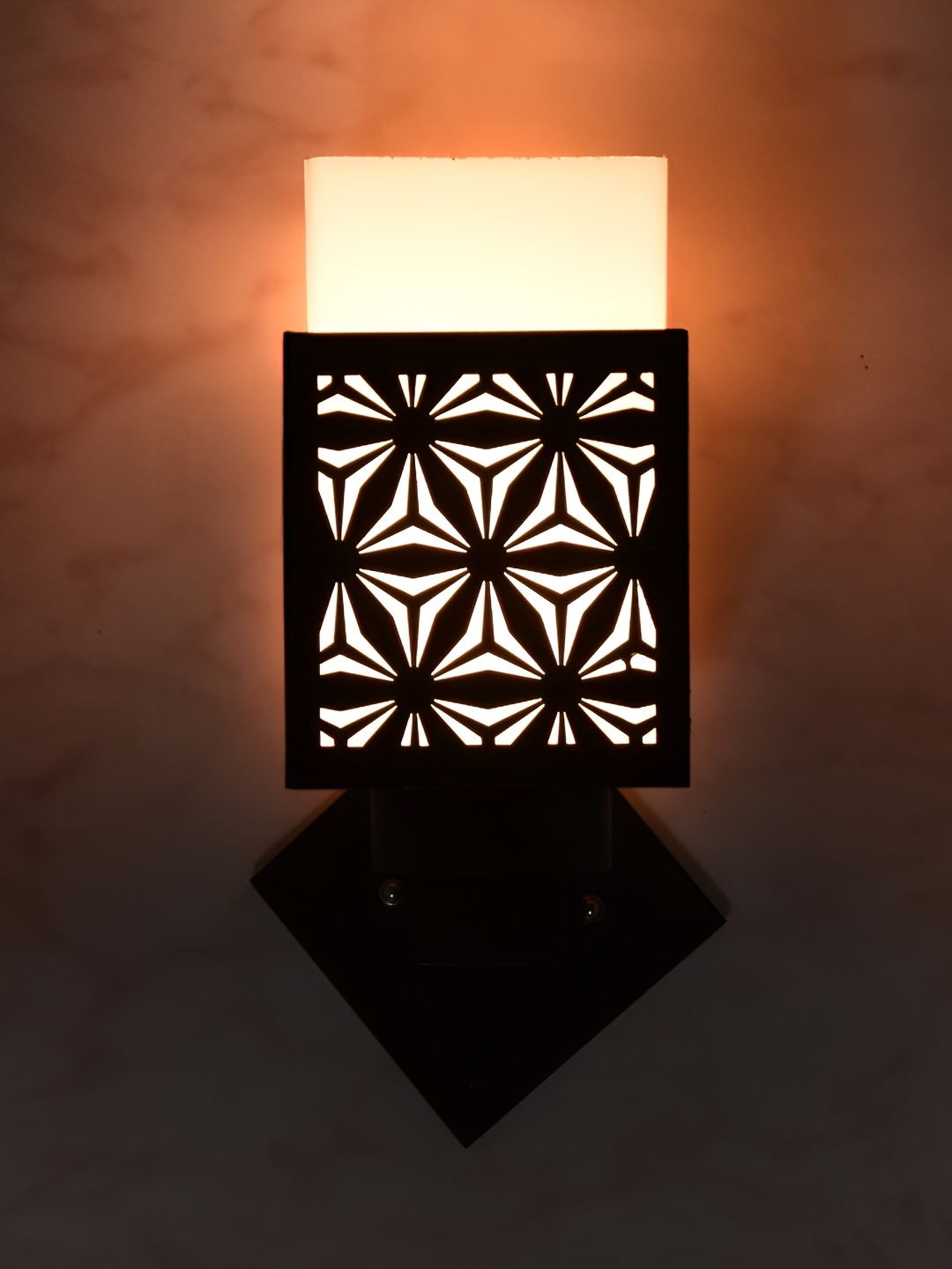 

1ST TIME White & Black Textured Wooden Square Shaped Contemporary Wall Lamp