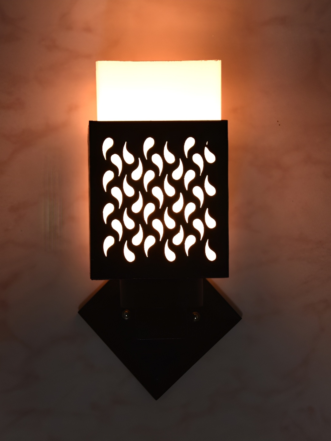 

1ST TIME Black & White Textured Wooden Square Shaped Contemporary Wall Lamps