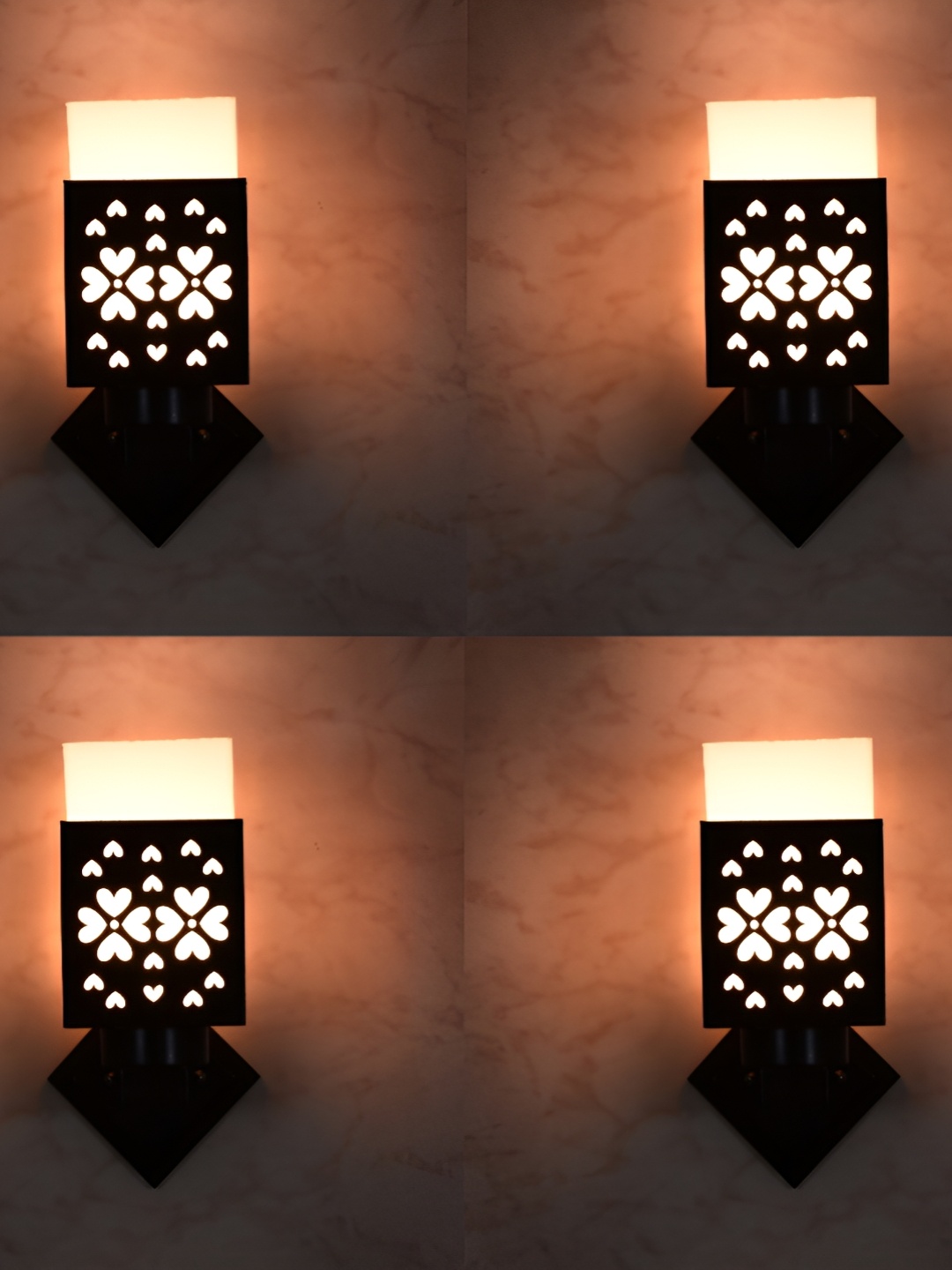 

1ST TIME White & Black 4 Pieces Wooden Contemporary Square Shaped Wall Lamps