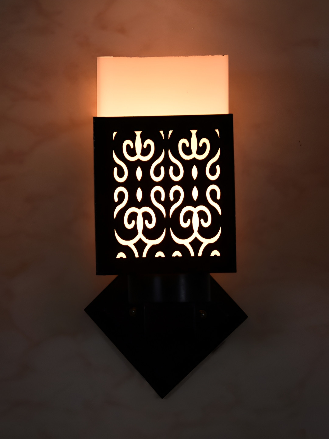 

1ST TIME White & Black Textured Wooden Square Shaped Wall Lamp