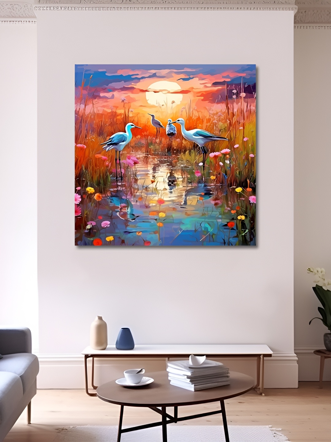 

OLIVE TREE Blue & Orange Canvas Animals Wall Art