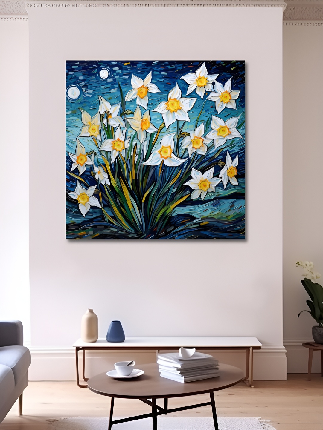 

OLIVE TREE Blue & Green Canvas Floral Wall Art