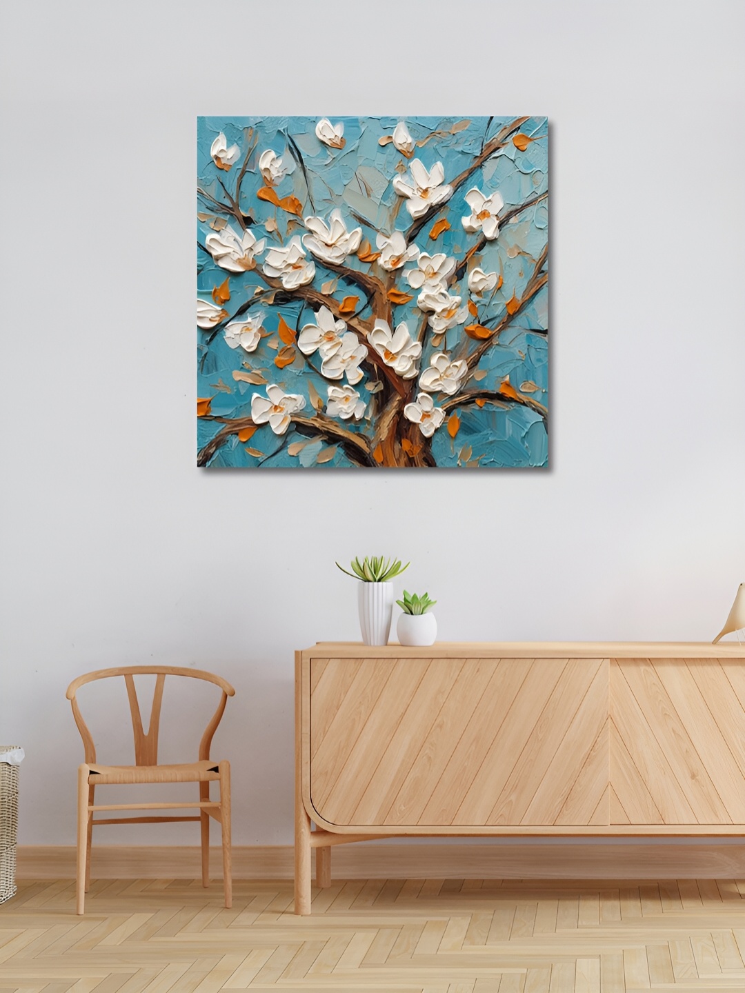 

OLIVE TREE Blue & White Canvas Floral Wall Art