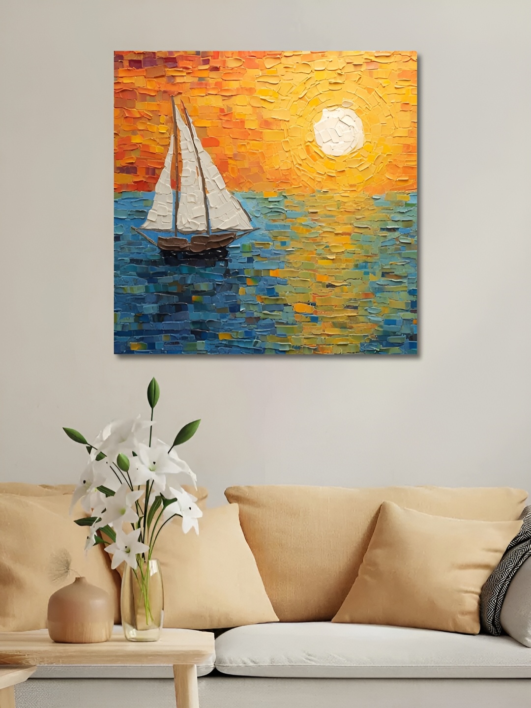 

OLIVE TREE Yellow & Blue Canvas Painting Wall Art
