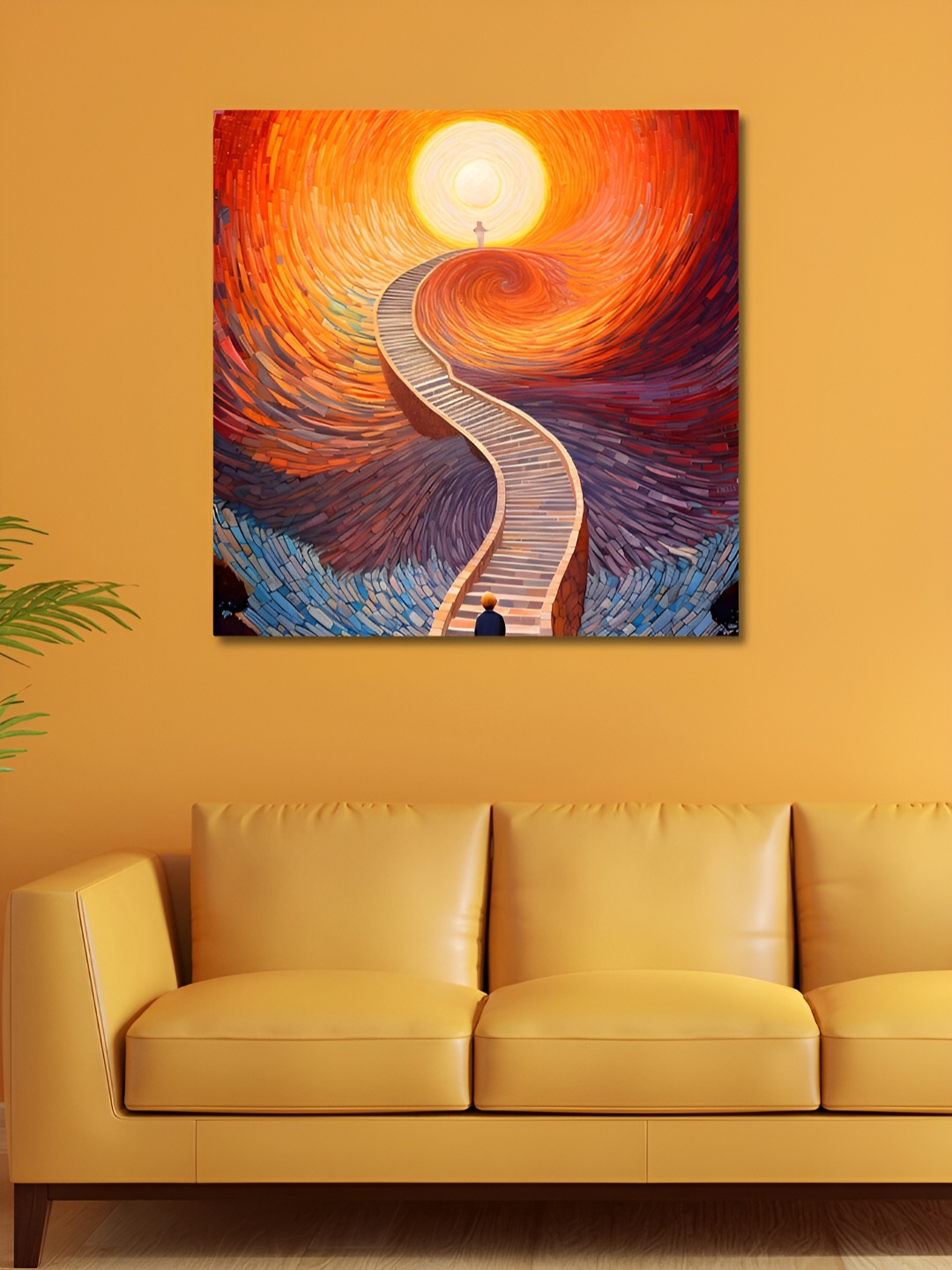 

OLIVE TREE Orange & Blue Abstract Canvas Painting Wall Art