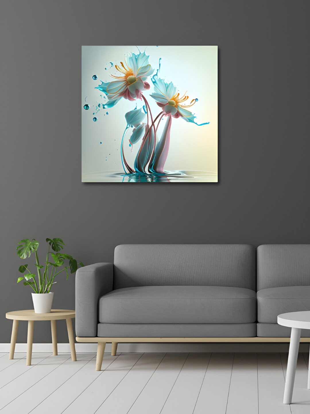 

OLIVE TREE Blue & Yellow Floral Canvas Painting Wall Art