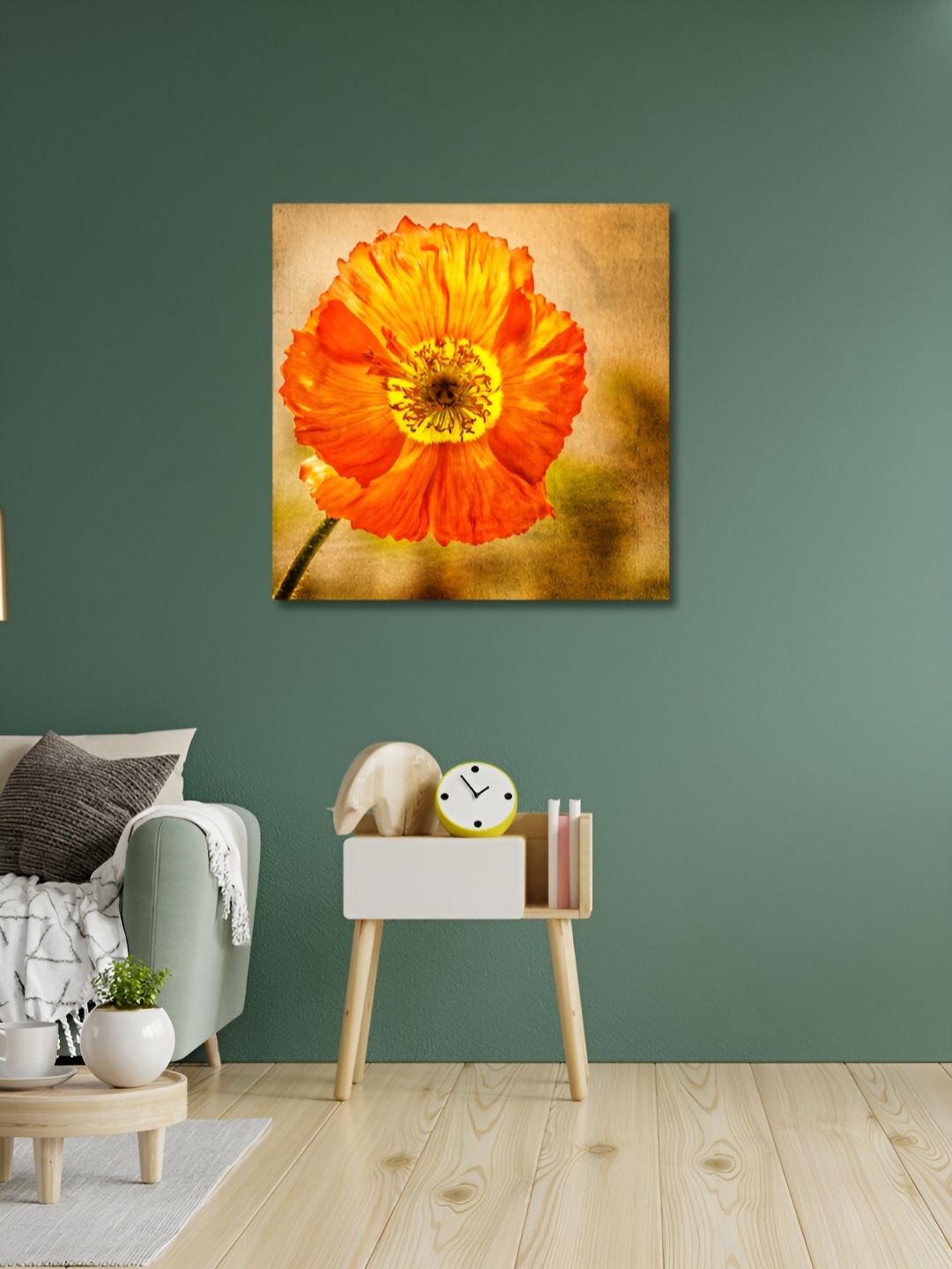 

OLIVE TREE Brown & Orange Canvas Floral Wall Art