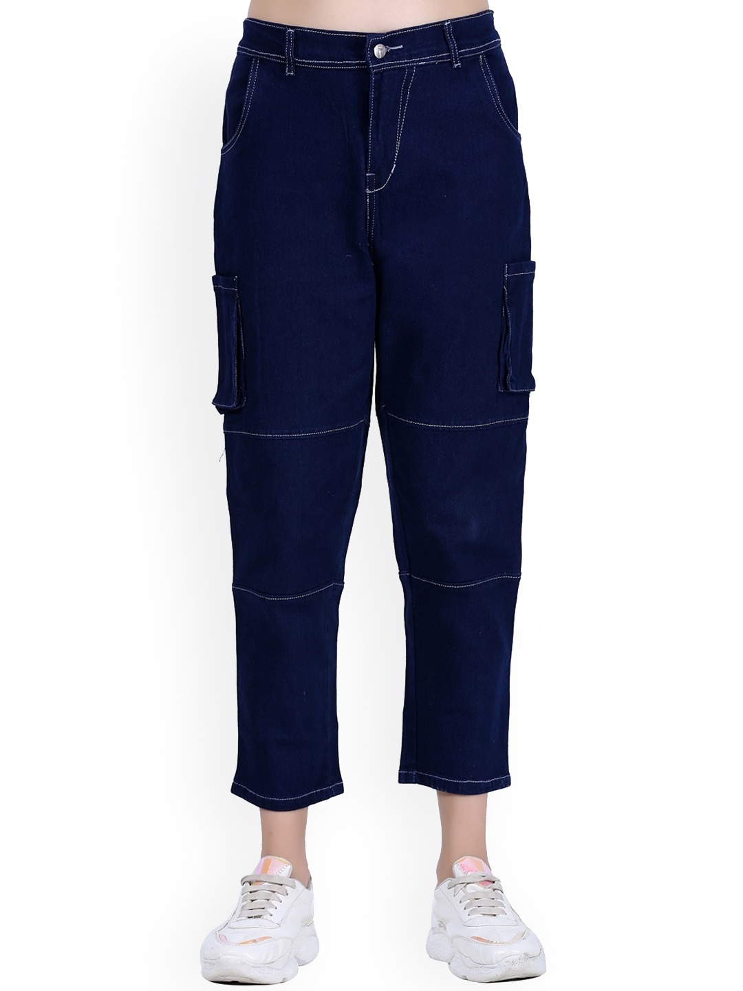 

BAESD Girls Mom Fit High-Rise Cargo Jeans, Blue
