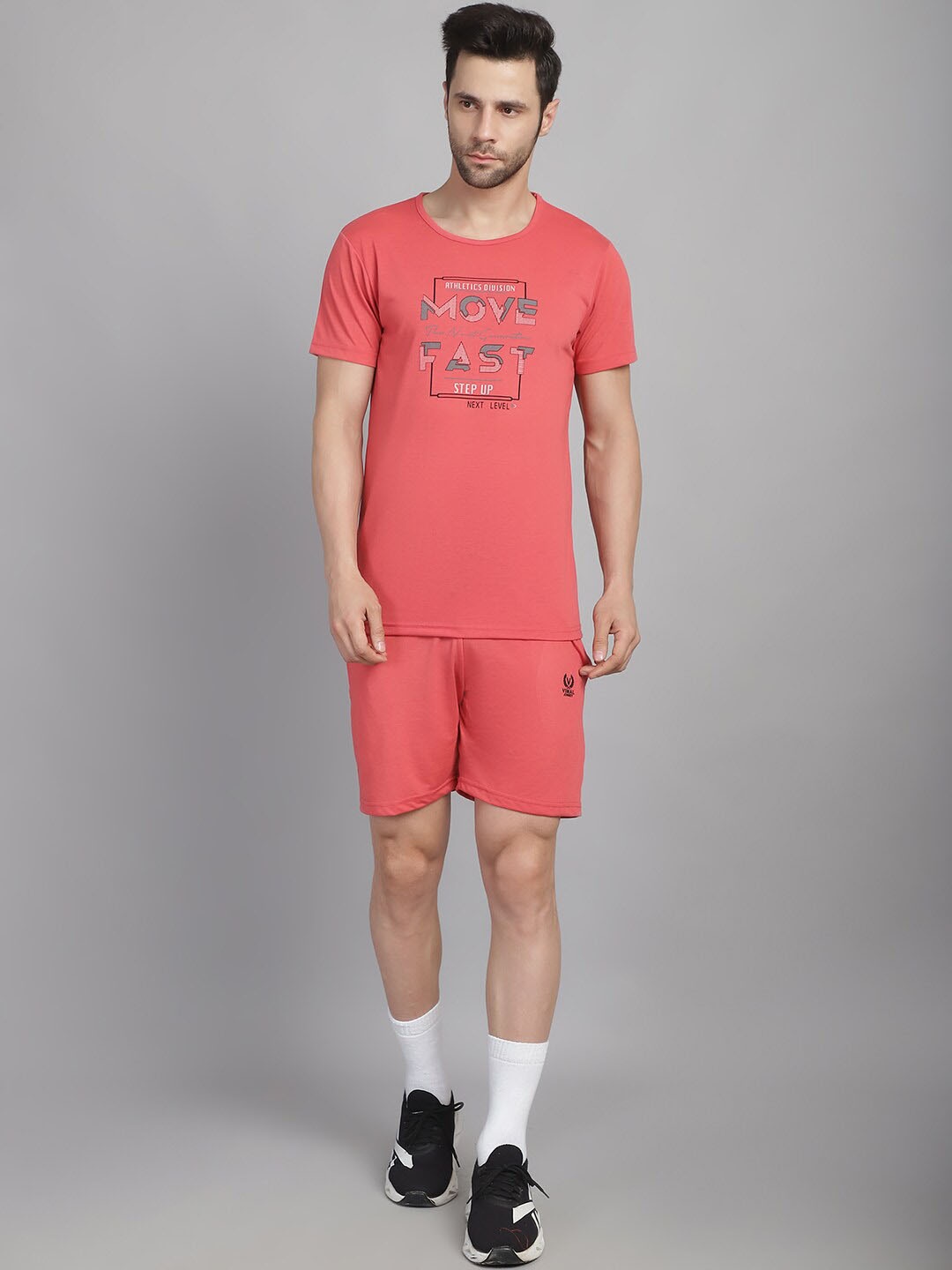 

VIMAL JONNEY Printed T-Shirt With Shorts, Pink