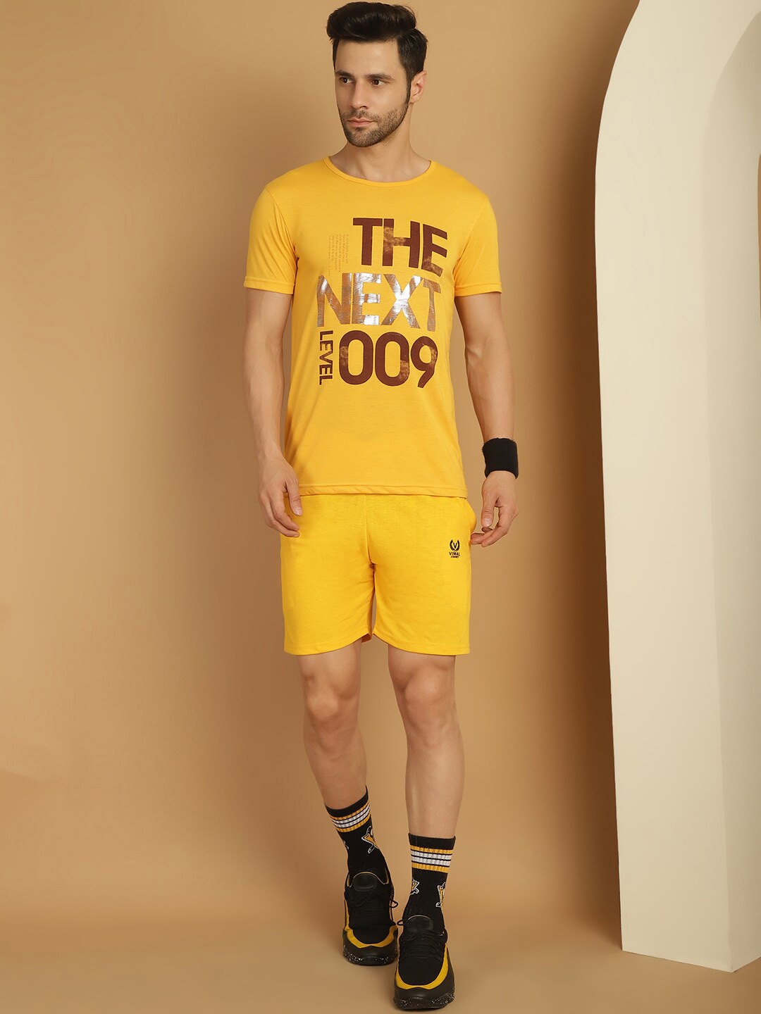 

VIMAL JONNEY Men Printed Cotton Co-Ords, Yellow