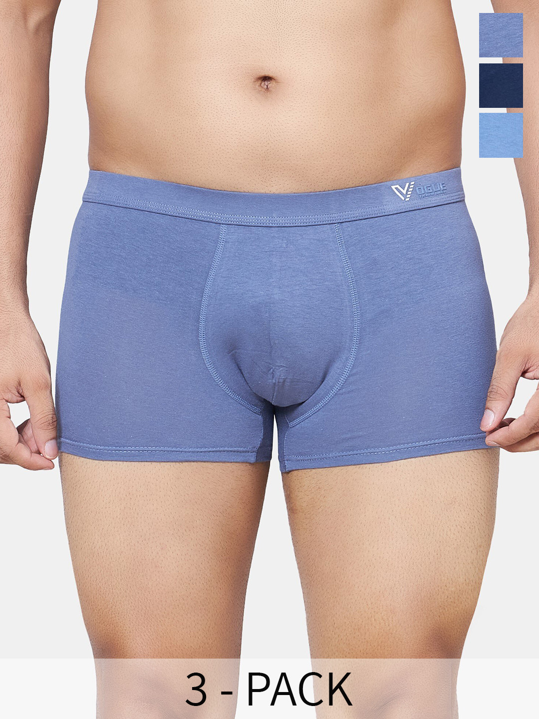 

PLUMBURY Pack Of 3 Trunks MB/SPANTY617BLUE/DBLUE/NBLUES, Blue