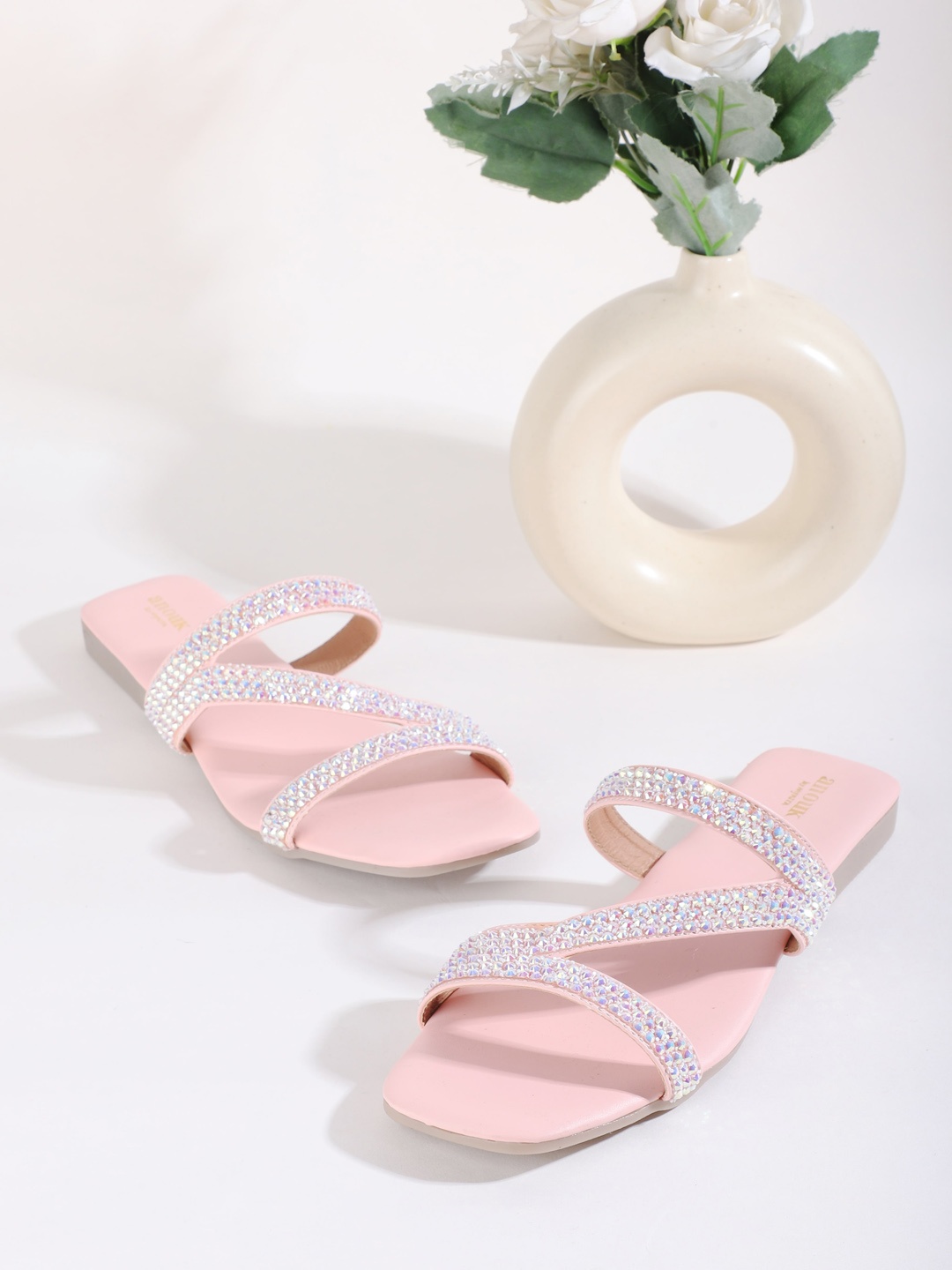 

Anouk Embellished Open Toe Flats, Pink