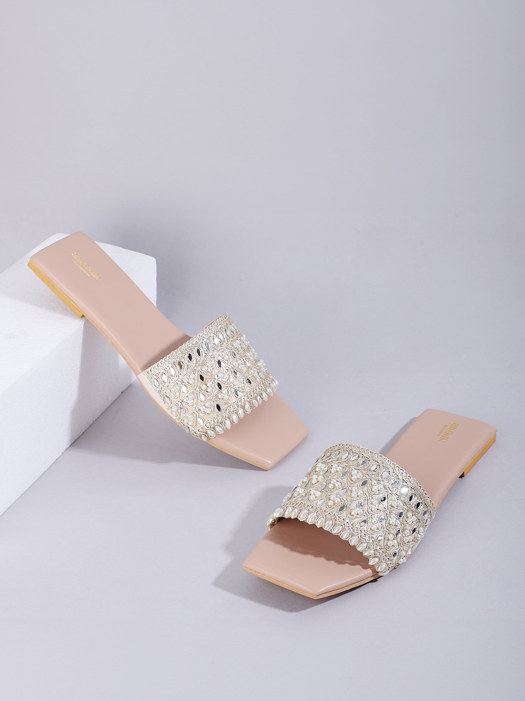 

Anouk Embellished Open Toe Flats, Peach