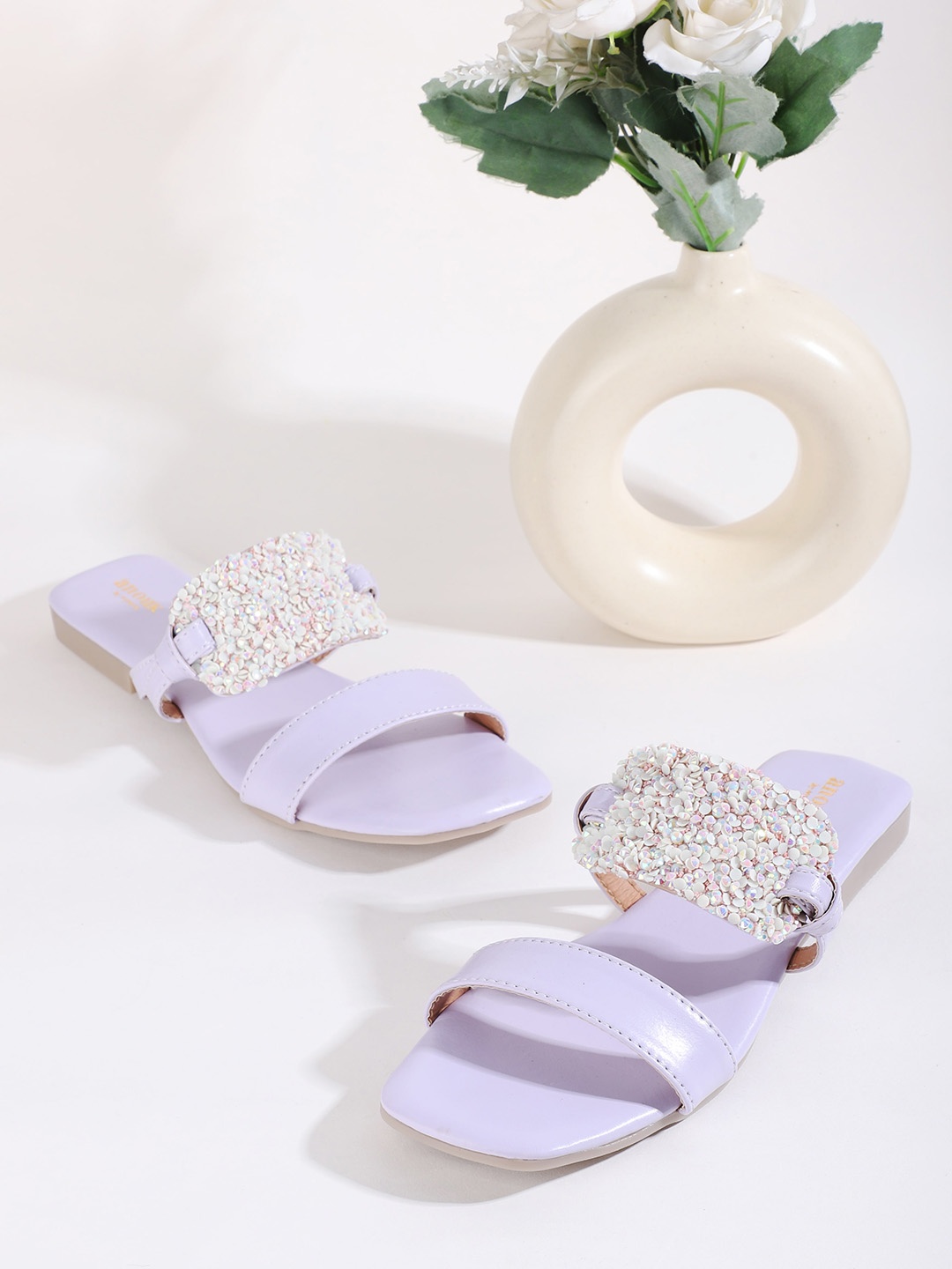 

Anouk Embellished Open Toe Flats, Purple