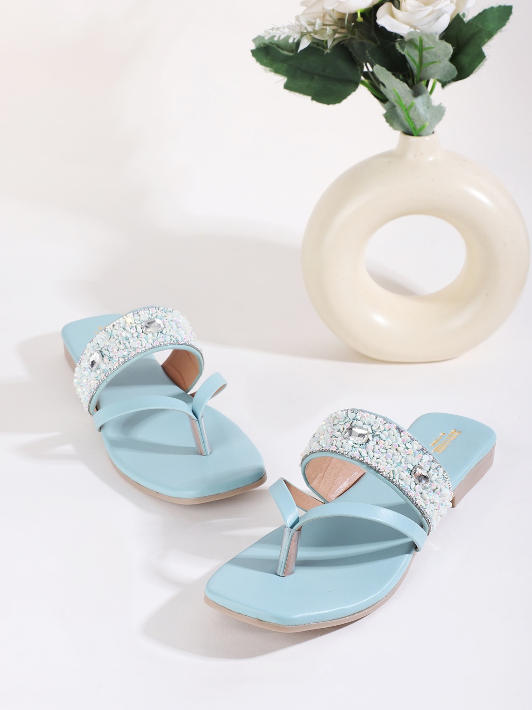 

Anouk Embellished Open Toe Flats, Blue