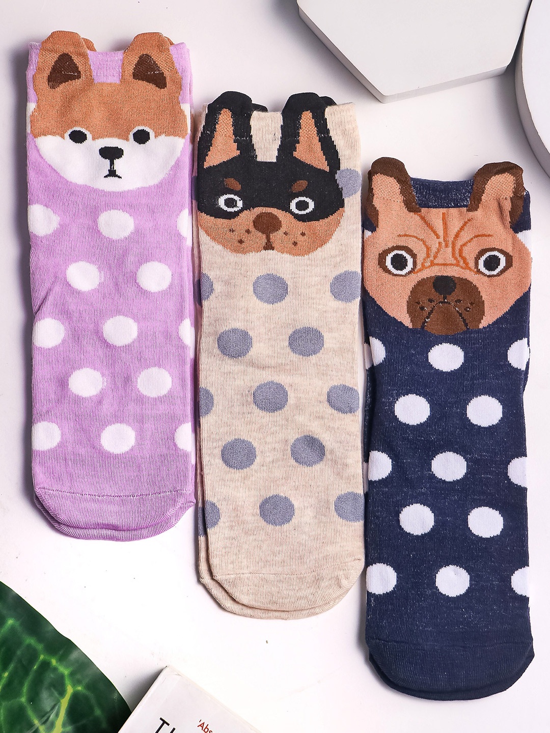 

Brauch Women Set Of 3 Assorted Patterned Cotton Above Ankle Socks