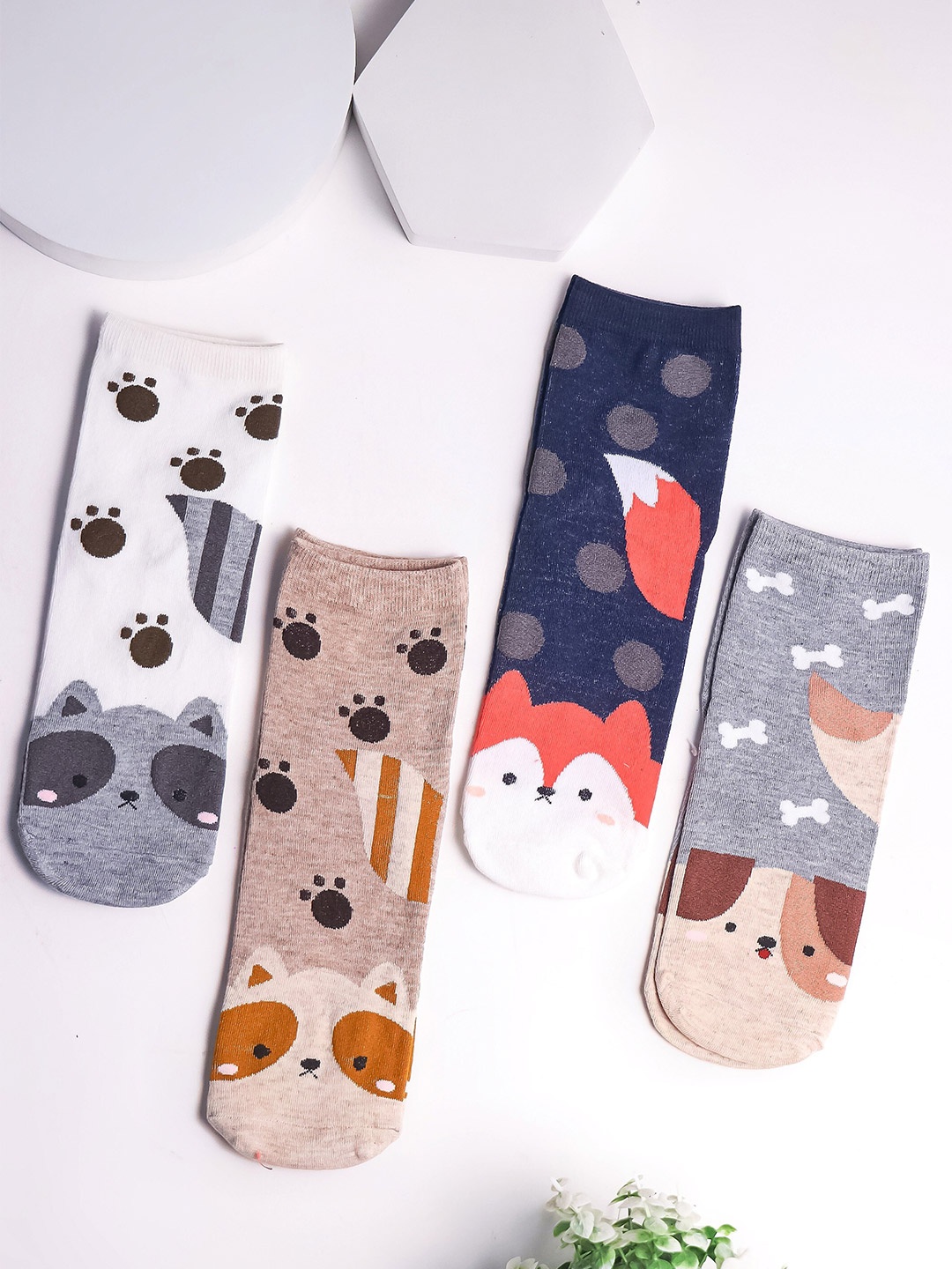 

Brauch Pack of 4 Assorted Patterned Ankle Socks