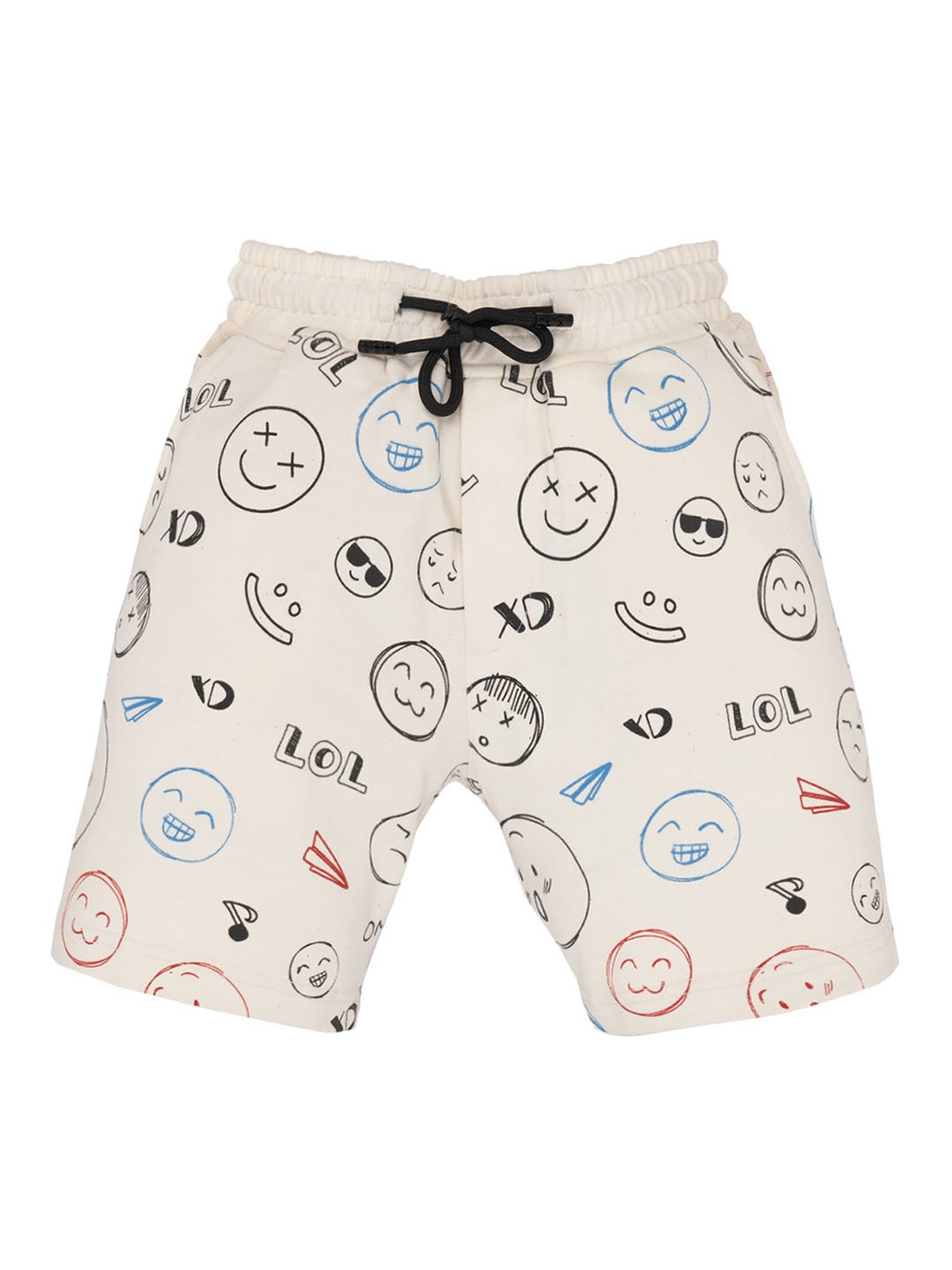 

Status Quo Boys Printed Mid-Rise Cotton Regular Fit Shorts, Off white