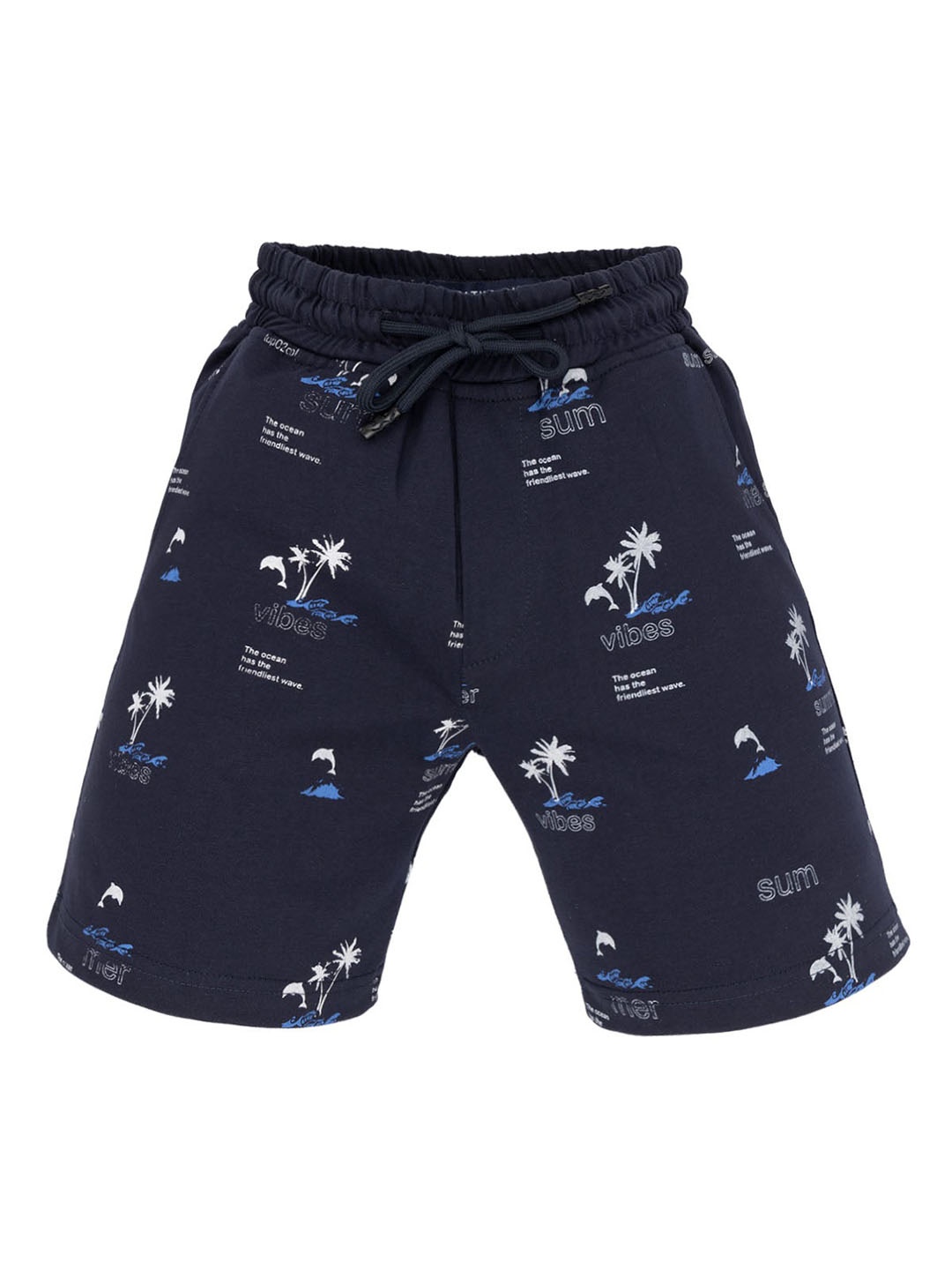 

Status Quo Boys Printed Mid-Rise Regular Fit Shorts, Navy blue