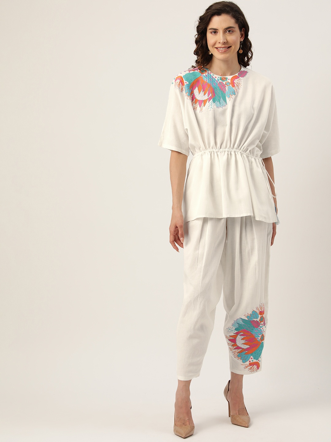 

MISRI Women Embroidered Co-Ords Set, White