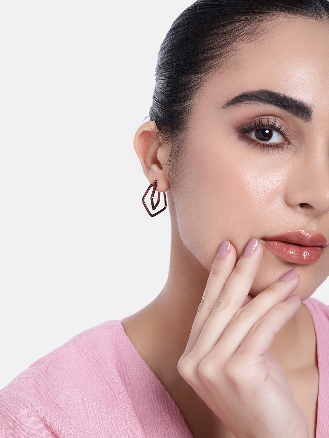 

Estele Geometric Hoop Earrings, Brown