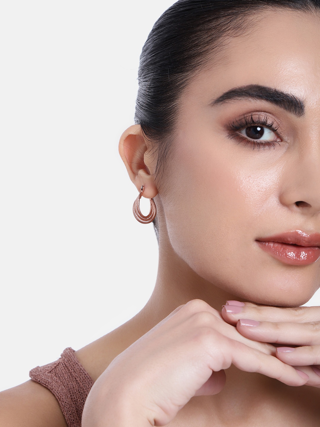 

Estele Rose Gold-Plated Contemporary Hoop Earrings