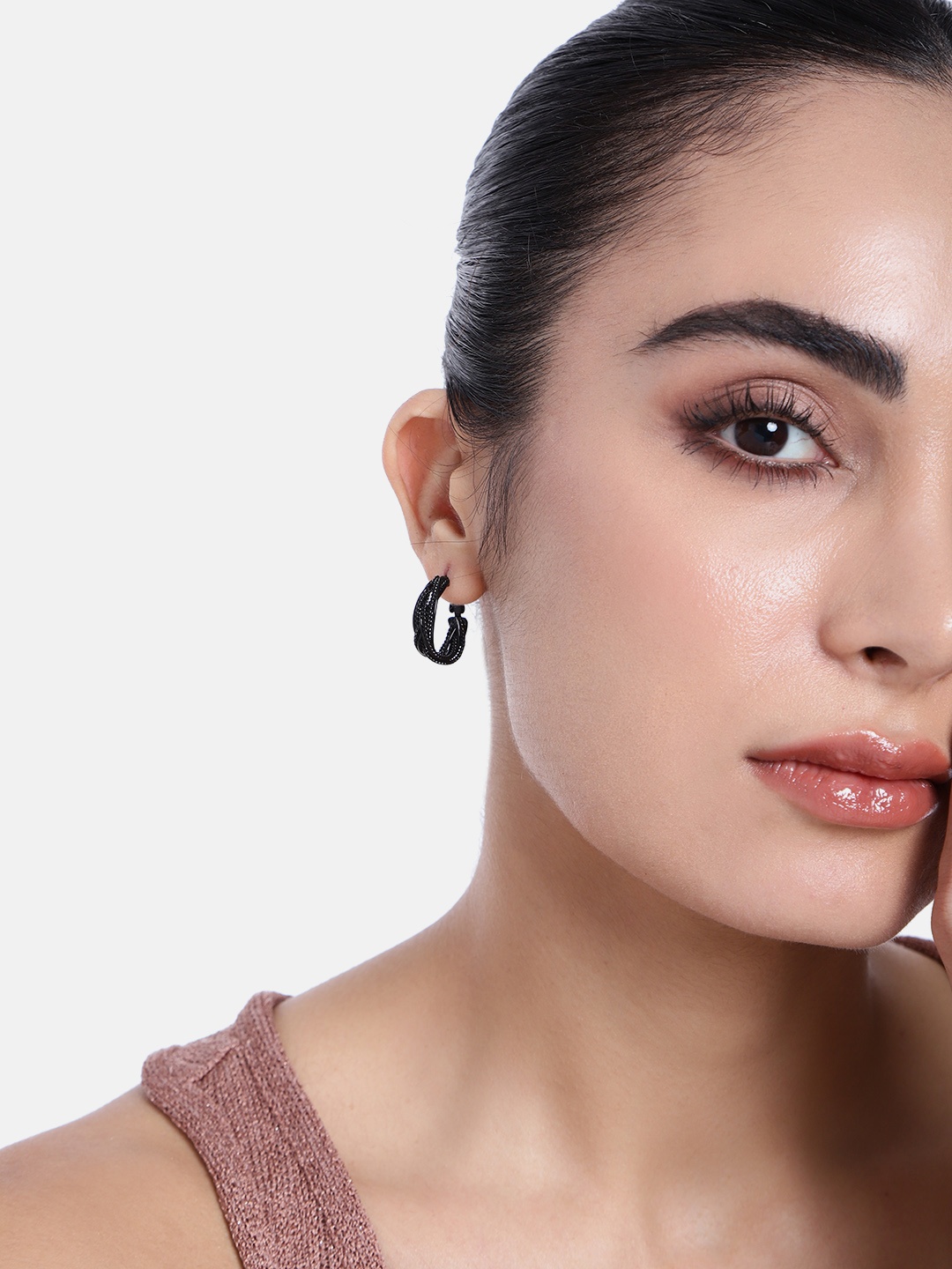 

Estele Geometric Hoop Earrings, Black