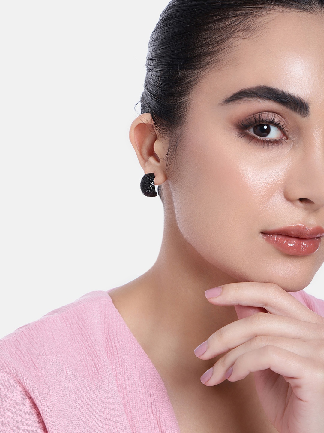 

Estele Classic Half Hoop Earrings, Black