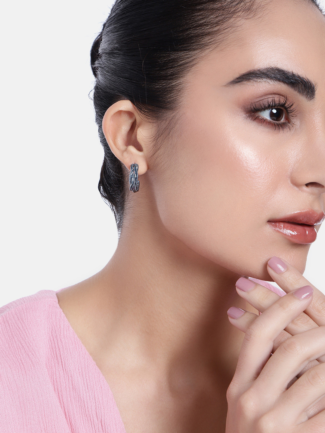 

Estele Geometric Hoop Earrings, Blue