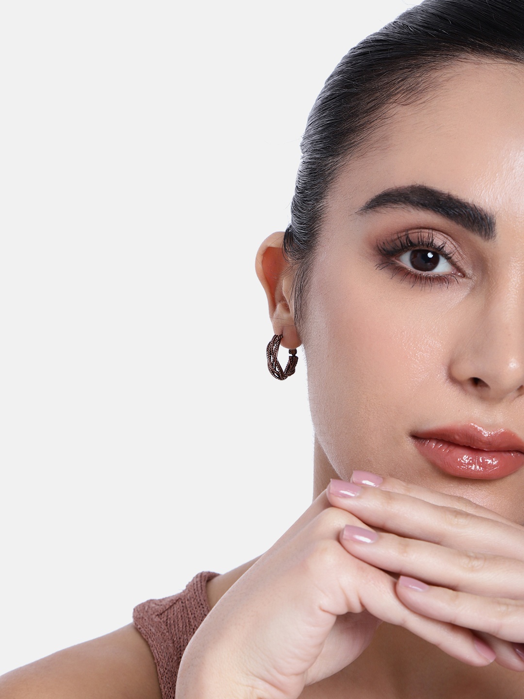 

Estele Geometric Hoop Earrings, Brown