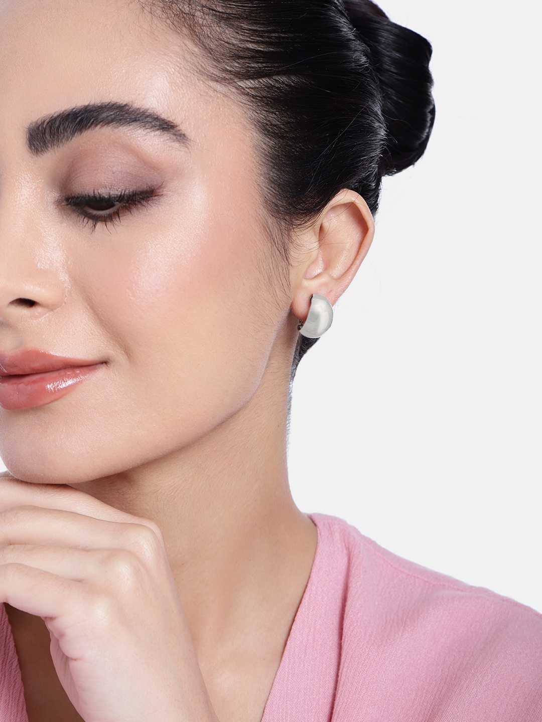 

Estele Rhodium-Plated Classic Hoop Earrings, Silver
