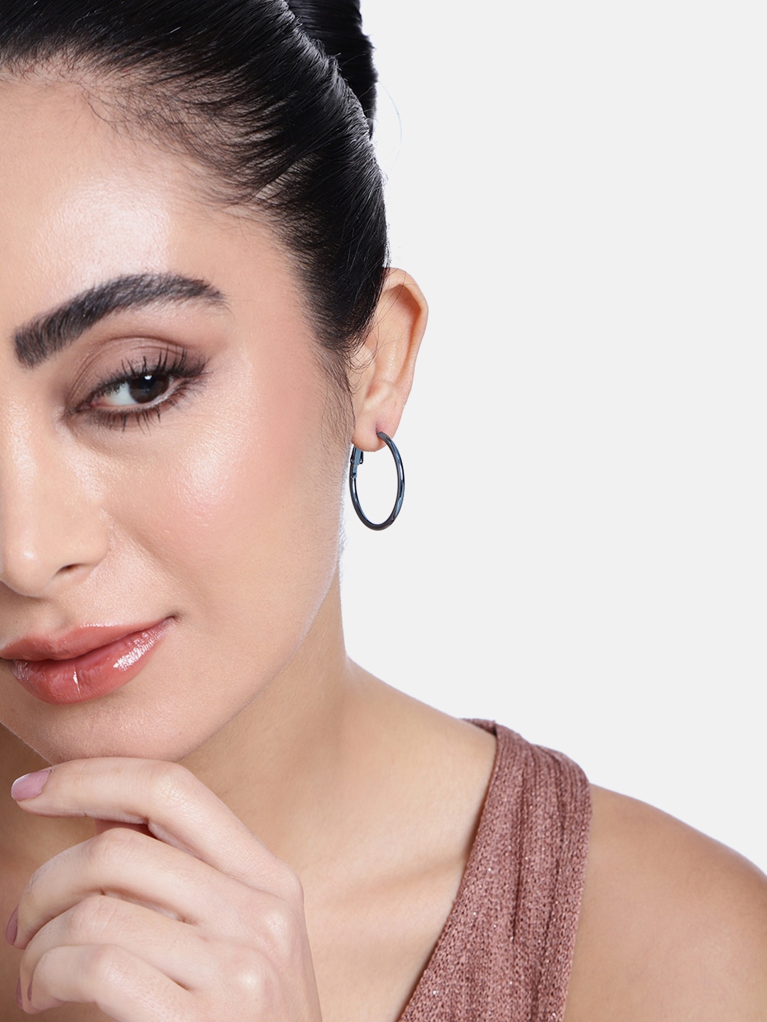 

Estele Circular Hoop Earrings, Blue