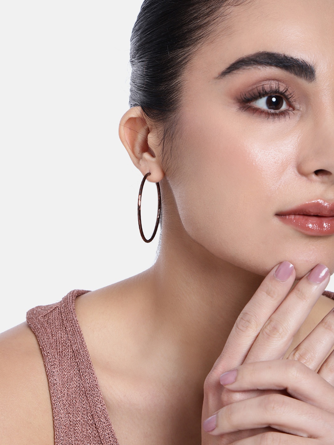 

Estele Circular Hoop Earrings, Brown