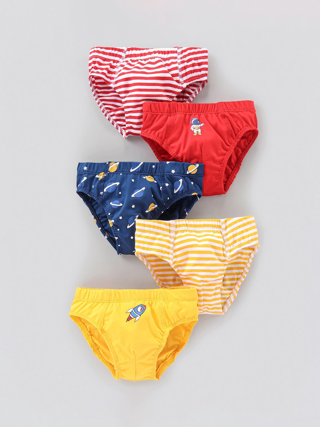 

Honeyhap Infant Boys Pack Of 5 Printed Basic Briefs 11325209, Red