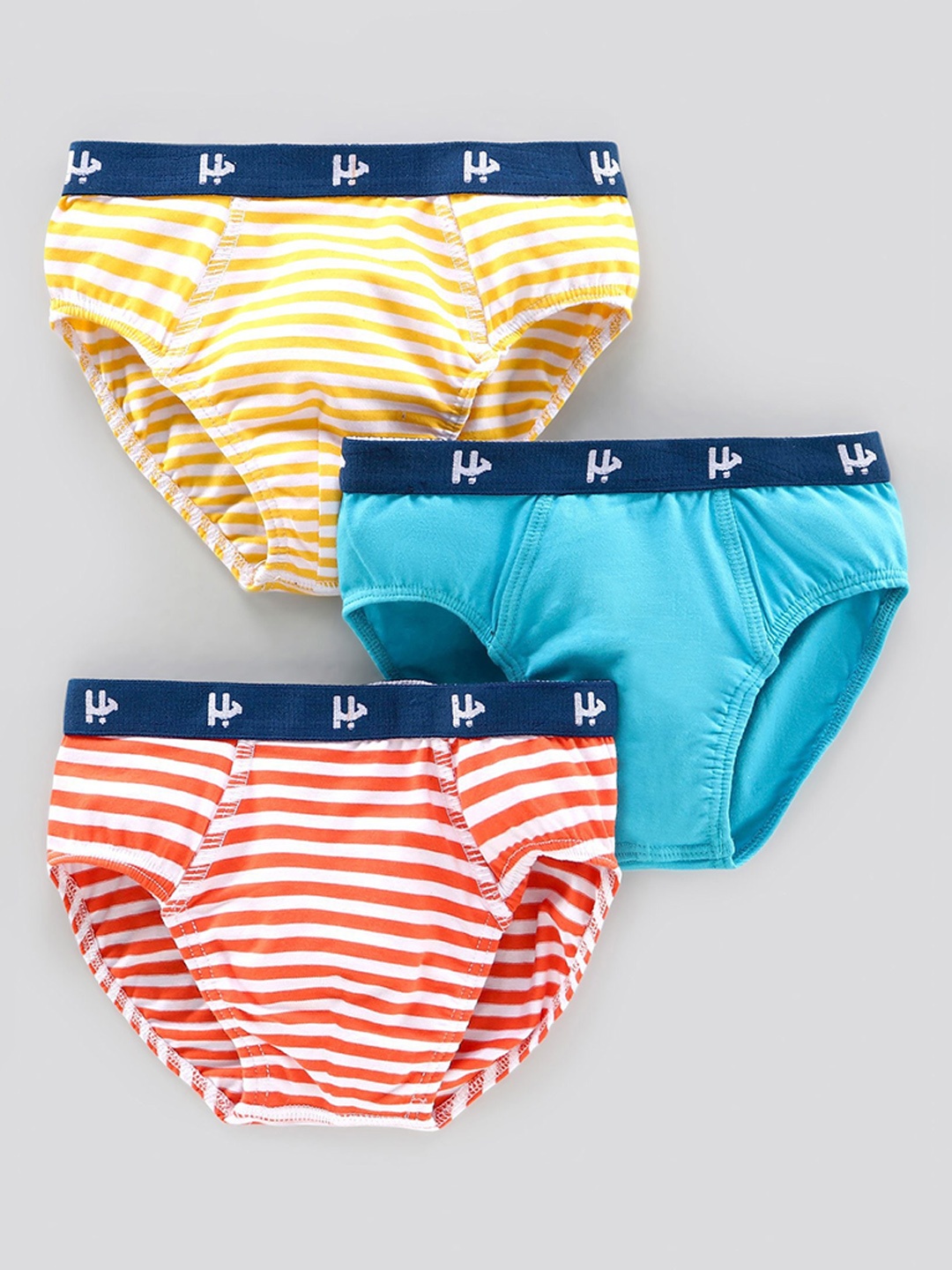 

Honeyhap Boys Pack Of 3 Striped Pure Cotton Basic Briefs, Blue