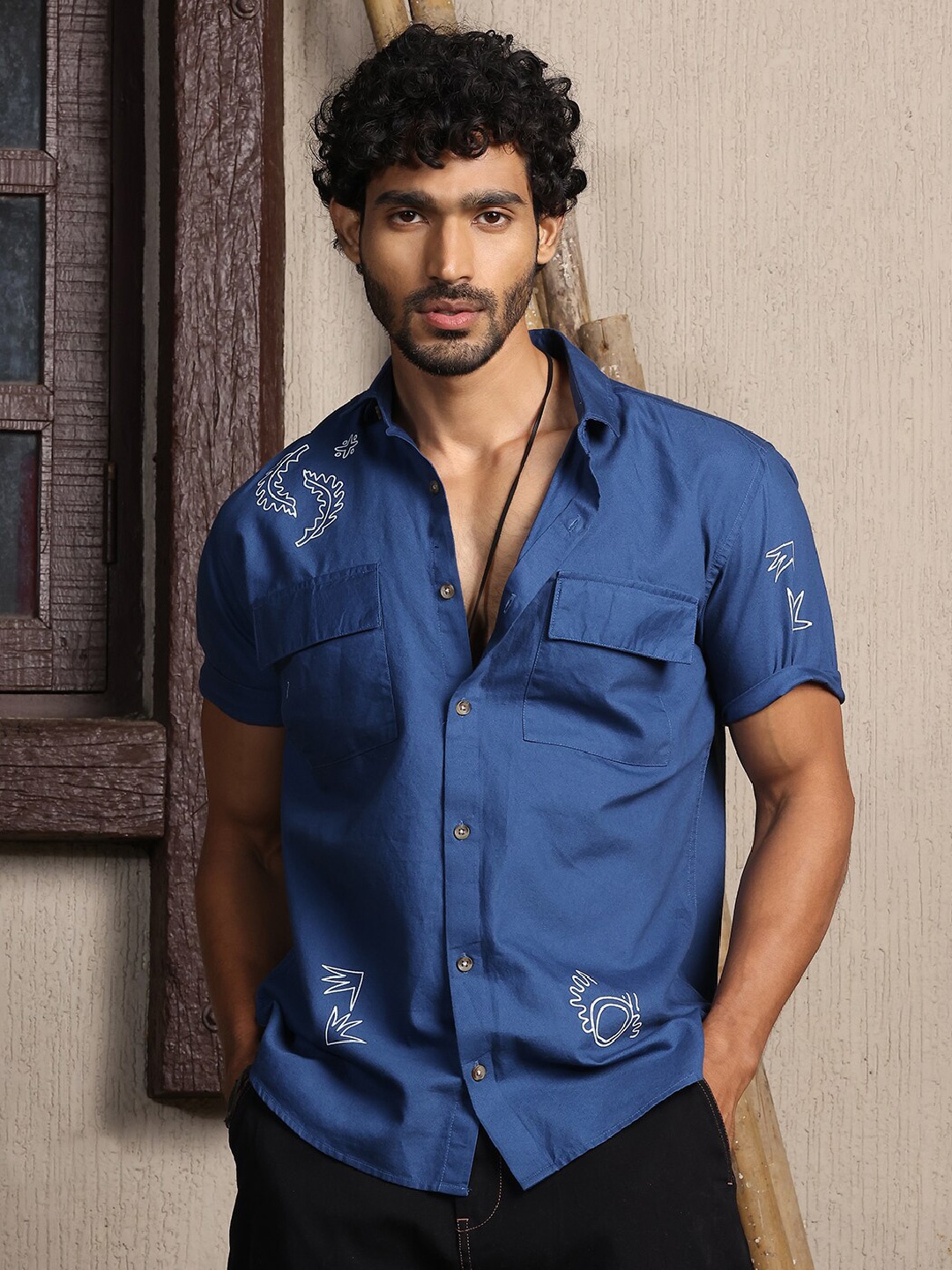 

Thomas Scott Premium Spread Collar Opaque Cotton Casual Shirt, Teal