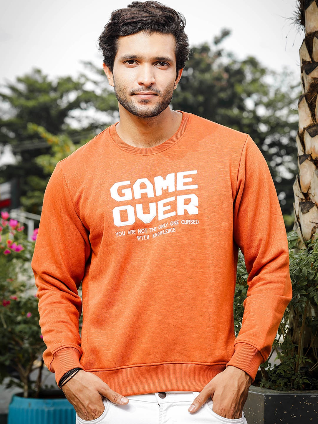 

ONE SKY Typography Printed Cotton Pullover Sweatshirt, Rust