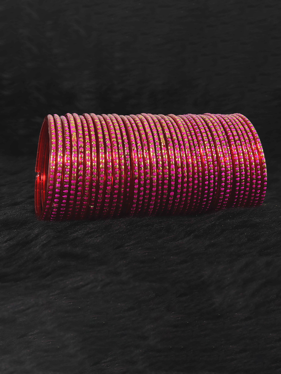 

LAVAZZA Set Of 36 Glass Bangles, Magenta