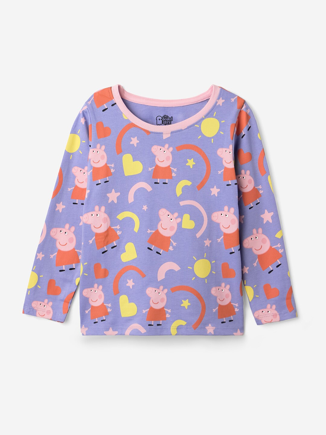 

The Souled Store Peppa Pig: Sunshine Girls Cartoon Printed Cotton T-shirt, Blue